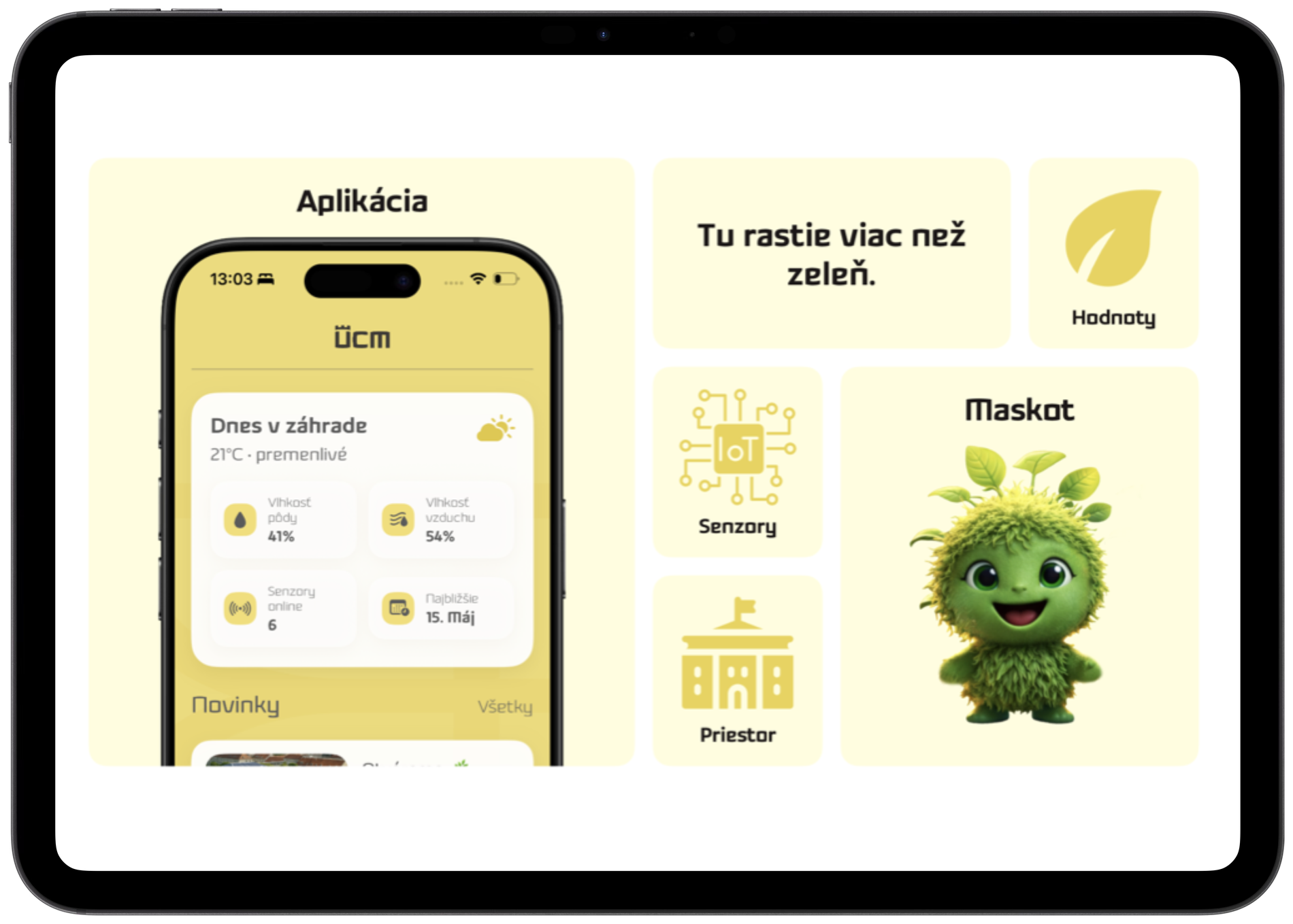 Presentation of the UCM community garden application, values, sensors and mascot Zero